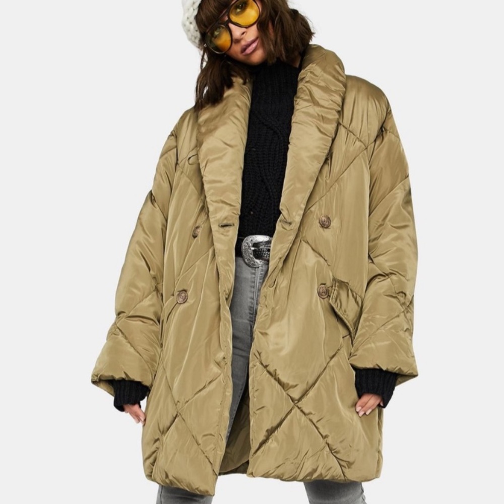 Free People Ella Puffer Coat in Olive